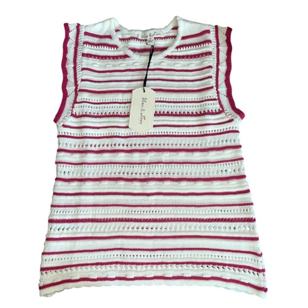 Vine & Love Pink and White Knit Tank Top